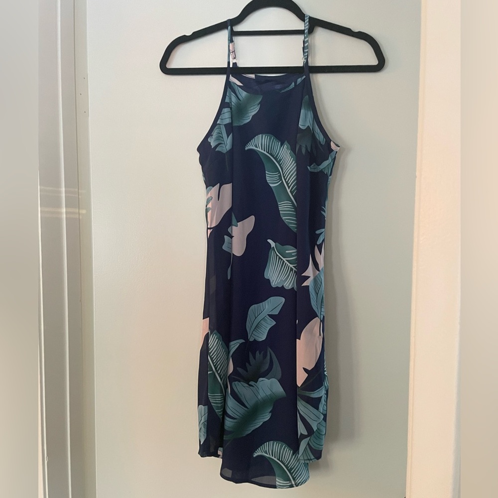 NWOT 🌴 Womens Palm Leaf Floral Casual Summer Beach Sleeveless Short Sundress